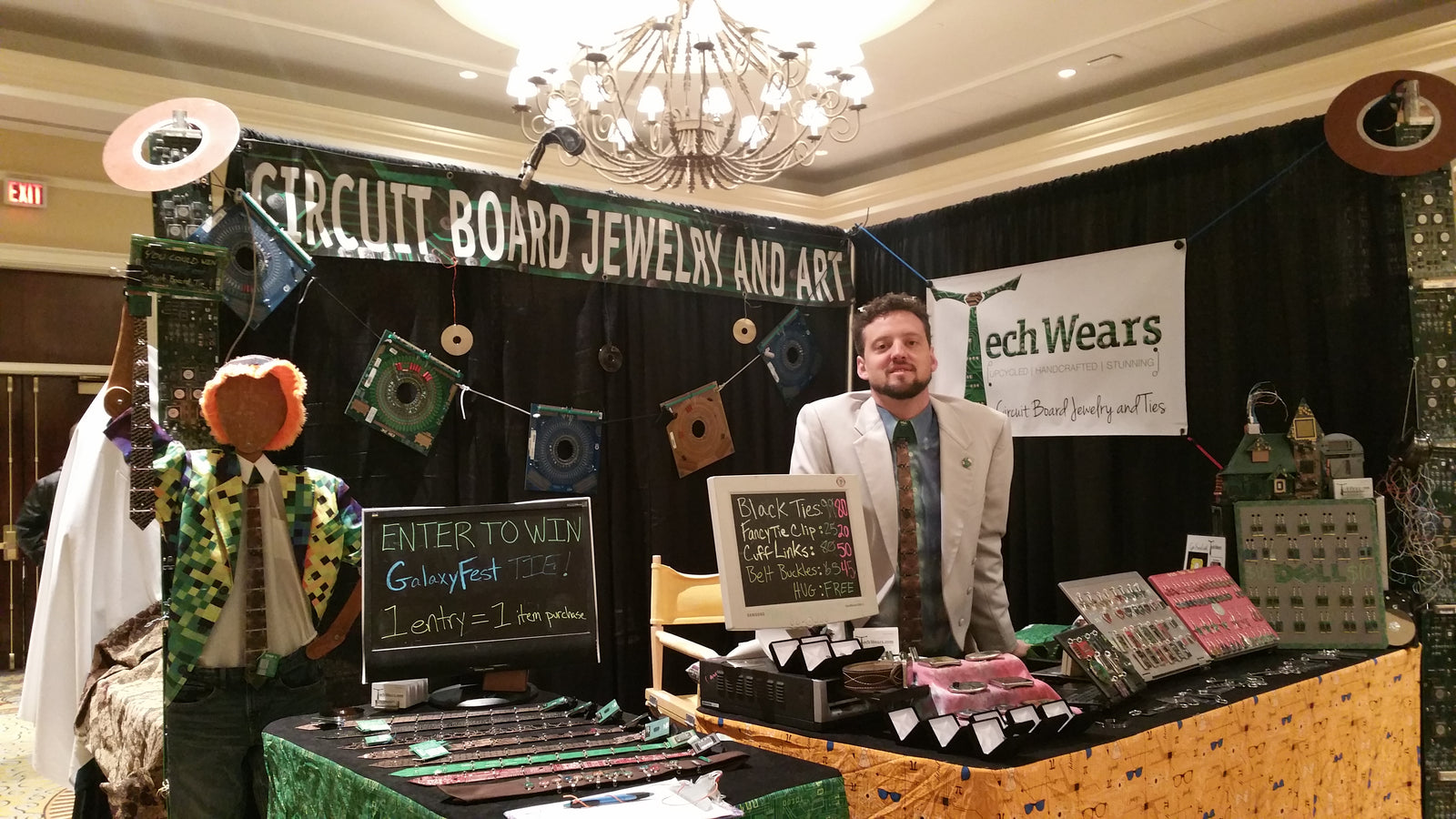 Drew standing at his TechWears product display booth at GalaxyQuest 2016.