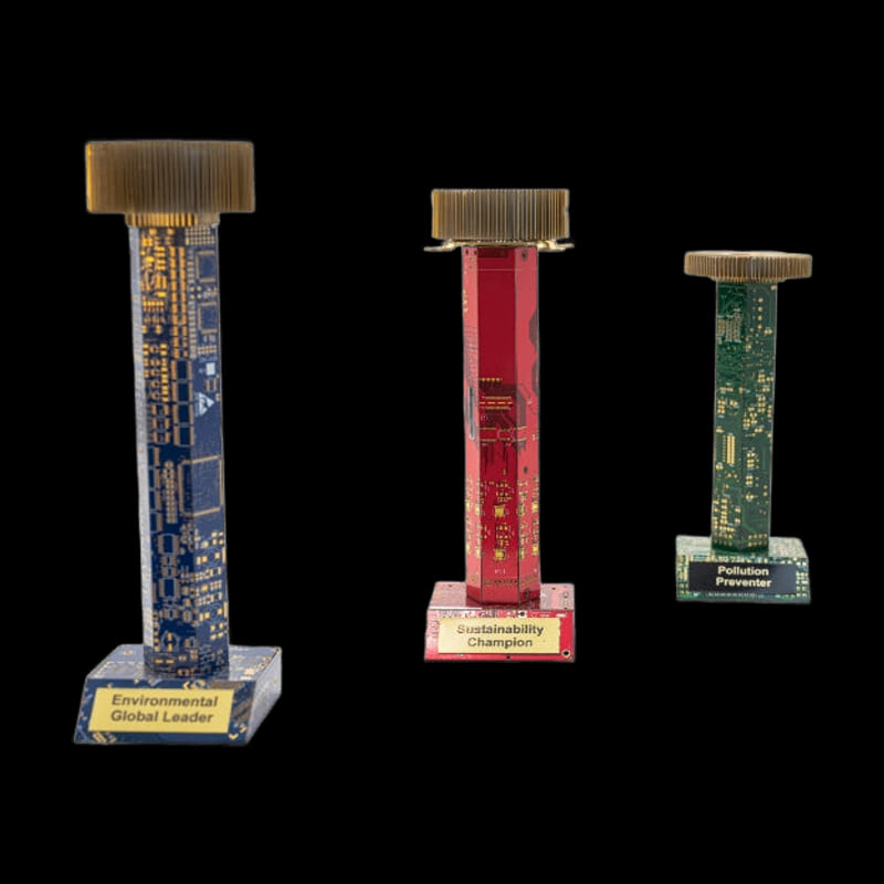 Custom circuit board trophy award by TechWears.