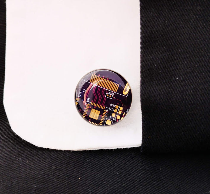 Purple Circuit Board Cufflinks - TechWears Ltd