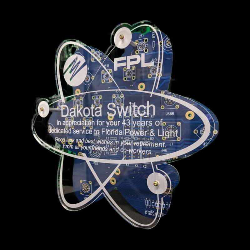 Custom circuit board shaped award by TechWears.