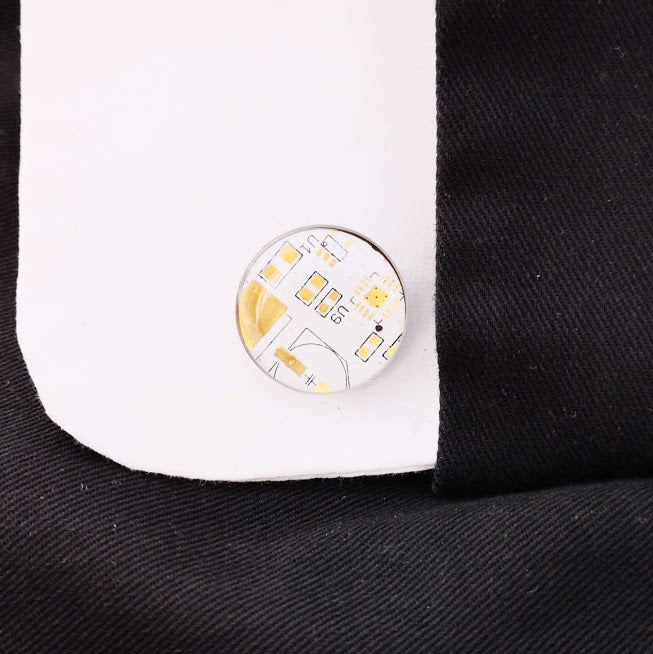 Rare White and Gold Circuit Board Cufflinks - TechWears Ltd