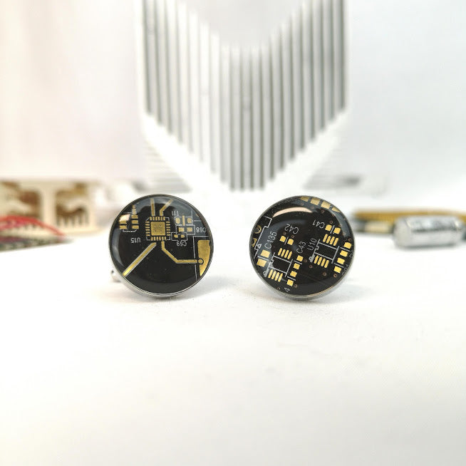 Black Circuit Board Cufflinks - TechWears Ltd