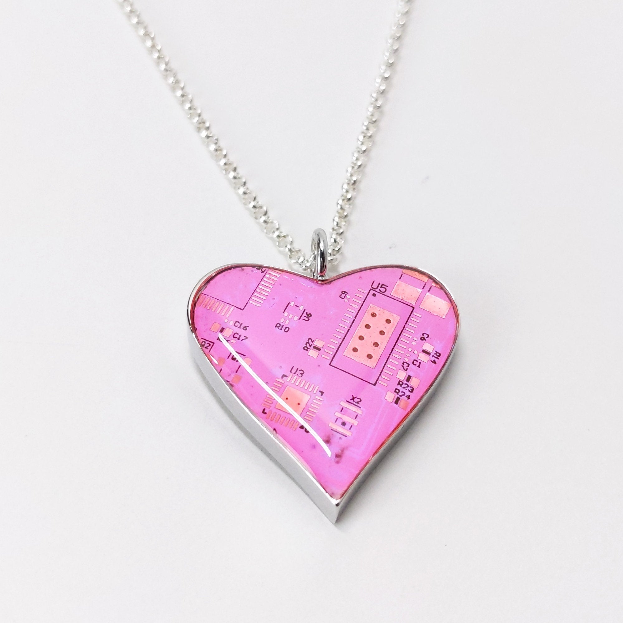 Pink Heart Pendant with Silver Chain - TechWears Ltd