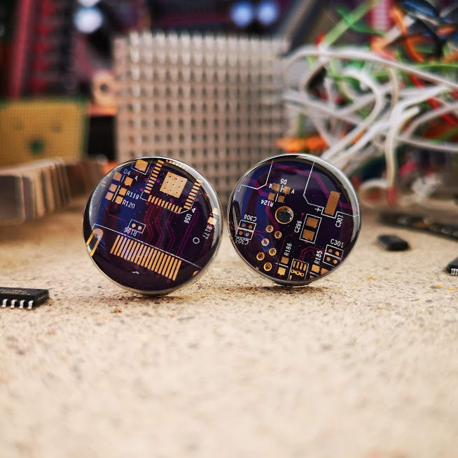 Purple Circuit Board Cufflinks - TechWears Ltd
